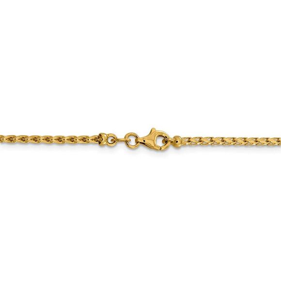 2.1mm 14k Yellow Gold Diamond Cut Open Franco Chain Necklace, 20 Inch - Picture 4 of 8